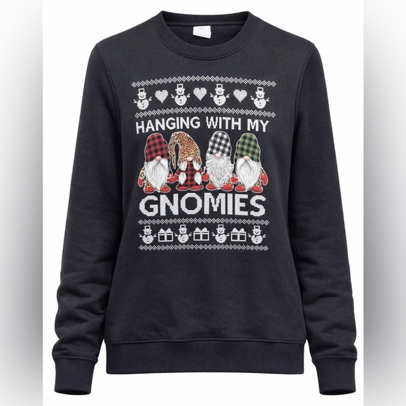 Port and Company Tops - “Hanging With My Gnomies” Christmas Sweatshirt Sz Small